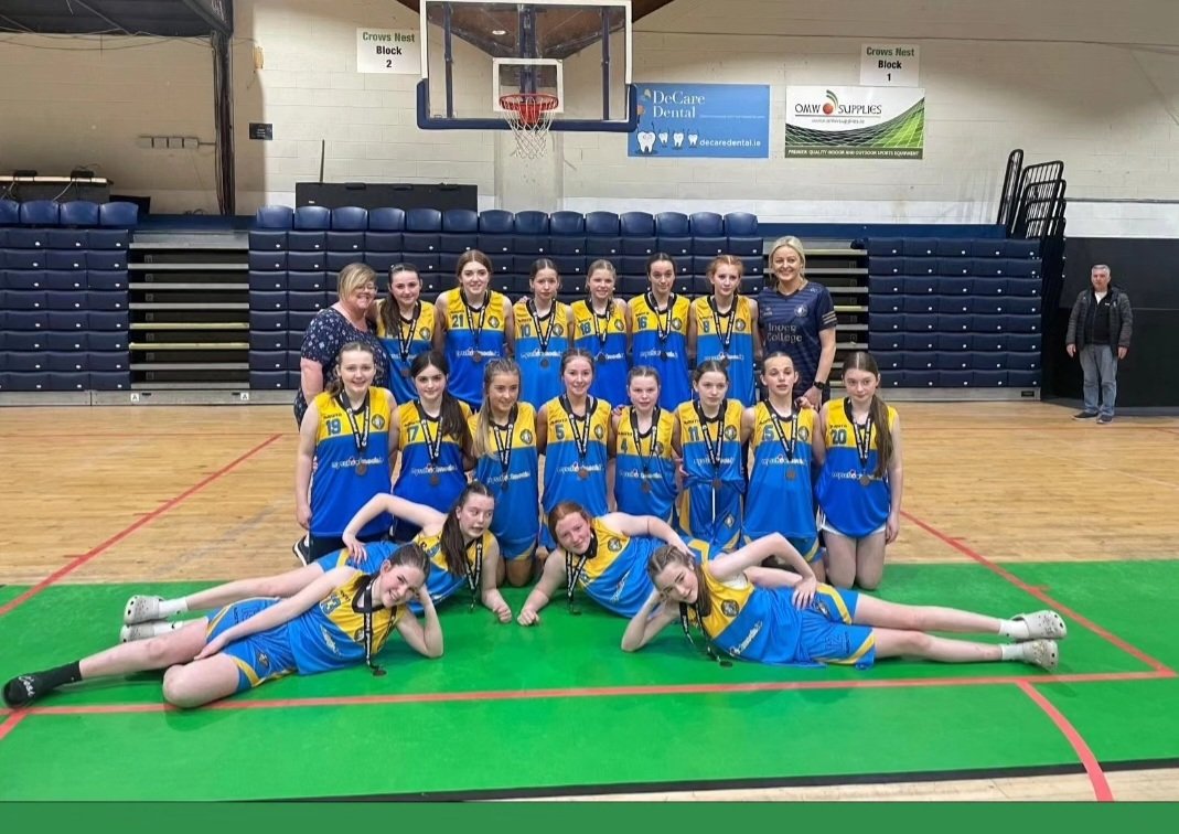 All-Ireland bronze medal recipients in @InverCollege We are so proud of our 1st year girls 🏀 basketball team and their coaches Ms Cumiskey and Ms Hoey 👏 👏 A fantastic journey travelled and a wonderful future ahead #basketball #sport #girlsinsport #community #respect