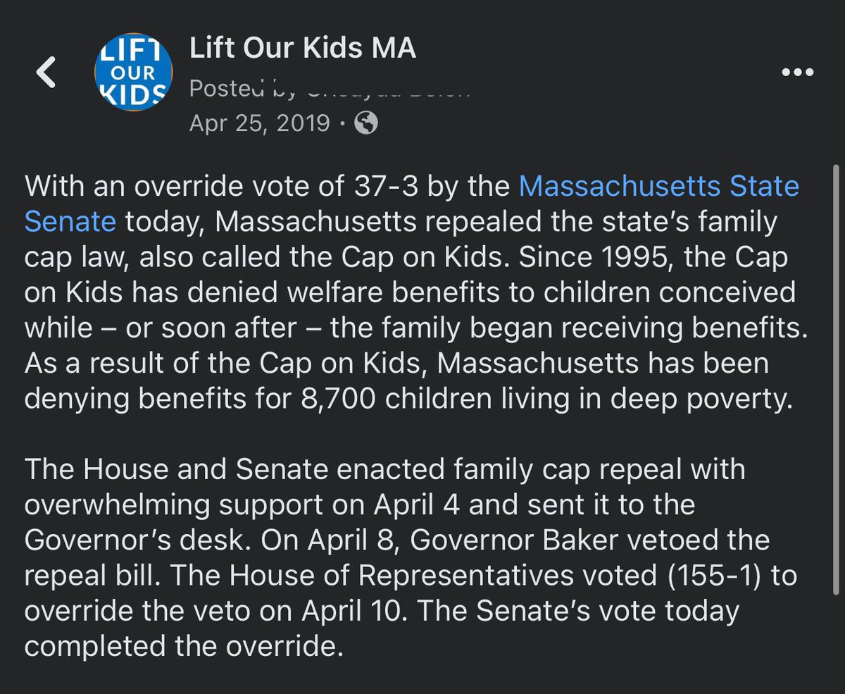 #ThrowbackThursday: 5 years ago, we lifted the cap on kids! On this day in 2019, MA affirmed the dignity and humanity of every child and became the 9th state to repeal a welfare family cap. #LiftTheCap #LiftOurKids #mapoli