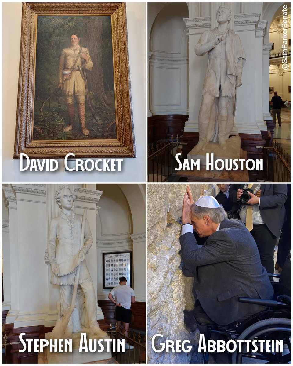 🧵1. I visited the Texas state capitol in Austin during my visit to see the eclipse. They had portraits & statues of various Texas heroes of history, like 🇺🇸 David Crocket: Fmr US congressman & Martyr of the Alamo 🇺🇸 General Sam Houston: First President of Texas after leading it…