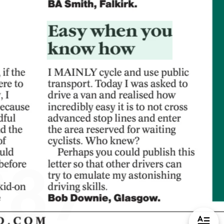 @BikeBusShaw @GlasgowSEPolice It's easy when you know how. My recent letter in the @heraldscotland has this covered.