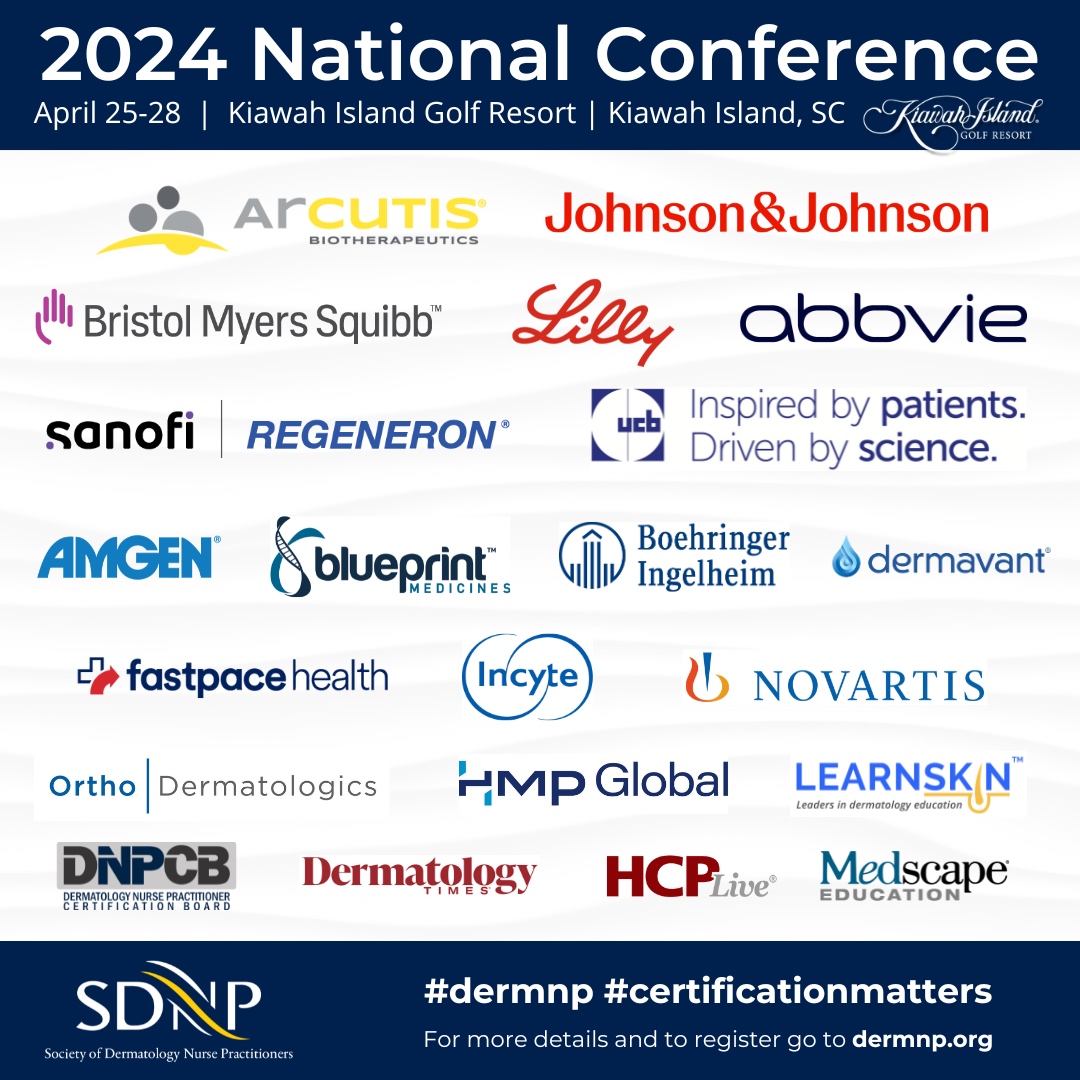 We would like to give a huge thank you to our amazing Industry Partners!!! #SDNP #BetterTogether #DermNP #2024SDNPConference #SDNPKiawah2024