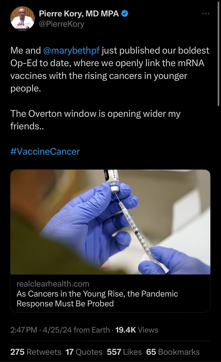 FYI: mRNA vaccines do not cause cancer. It’s not even possible. Vaccines in general can’t cause cancer, but I know he’s specifically lying about the covid vaccines. Dude has no clue what he’s talking about