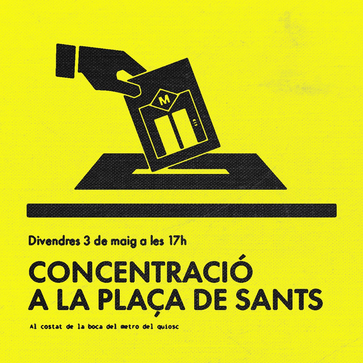 CentreSocSants's tweet photo. El divendres 3 maig a les 17:00 concentració a plaça de Sants per reclamar els ascensors a les parades de metro del nostre barri. Us esperem!! #Ascensorja https://t.co/YkZU0FDBFq