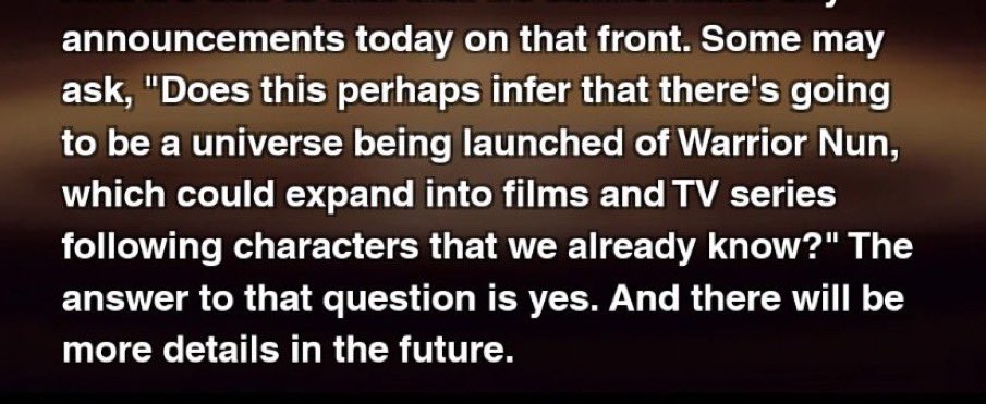 you wouldn’t last an hour in the asylum where they raised me

#SaveOURWarriorNun #WarriorNun
