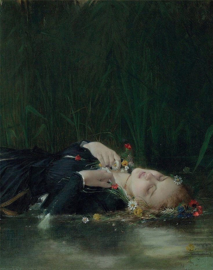 Ophelia, 1872 - oil on canvas — Jean-Baptiste Bertrand (France, 1823–1887)