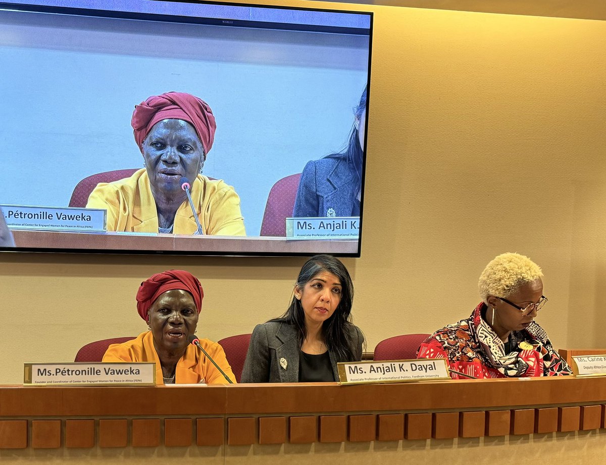#HappeningNow ➡️Side event on Women in peace processes. Discussions are centered around the global efforts for the maintenance of Peace & Security, the empowerment of Women in conflicts zones & the need to ensure their effective participation in peace processes & #mediation. #WPS