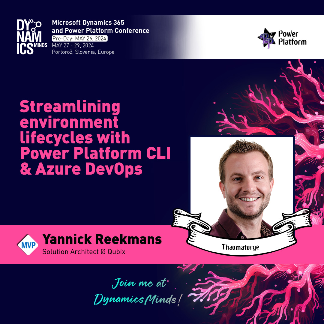 YannickReekmans's tweet photo. In about 5 weeks, I'll be on stage in the beautiful Portoroz for @dynamicsminds ! Two sessions, two opportunities to learn from me:
✍️ #DualWrite and how to approach it better than I did
🔄 Automating environment lifecycle actions
Buy your tickets at https://t.co/iKNNf89Eeq !! https://t.co/2RZkrFgJvL