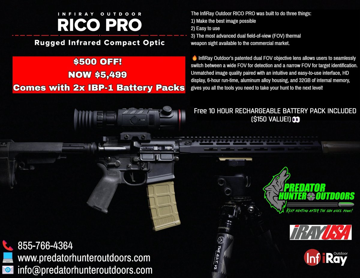 💥 The InfiRay Outdoor Rico Pro features a dual FOV objective lens that allows users to seamlessly switch between a wide FOV for detection and a narrow FOV for target identification‼️👀

#thermalvision #infirayoutdoor #irayusa #predatorhunting #hoghunting #coyotehunting