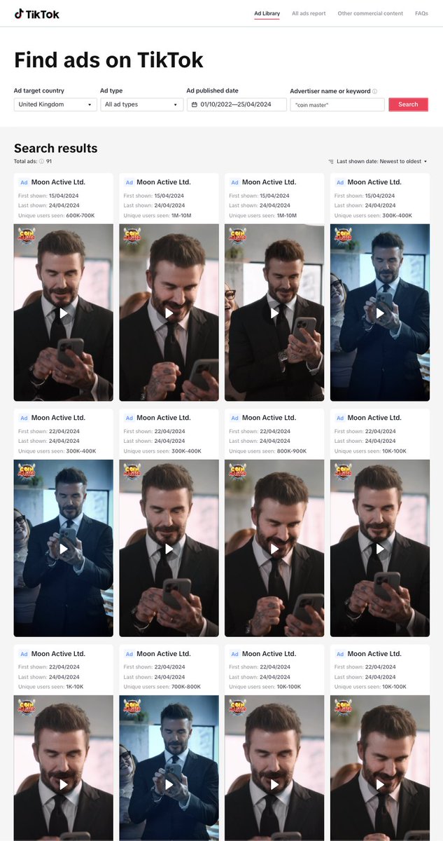 LeonXiaoY's tweet image. .@CoinMasterGame is advertising with David Beckham in the UK and continental Europe across major social media platforms (TikTok, Facebook).

All the ads break UK advertising regulations and EU consumer law for failing to disclose the presence of in-game purchases and loot boxes.