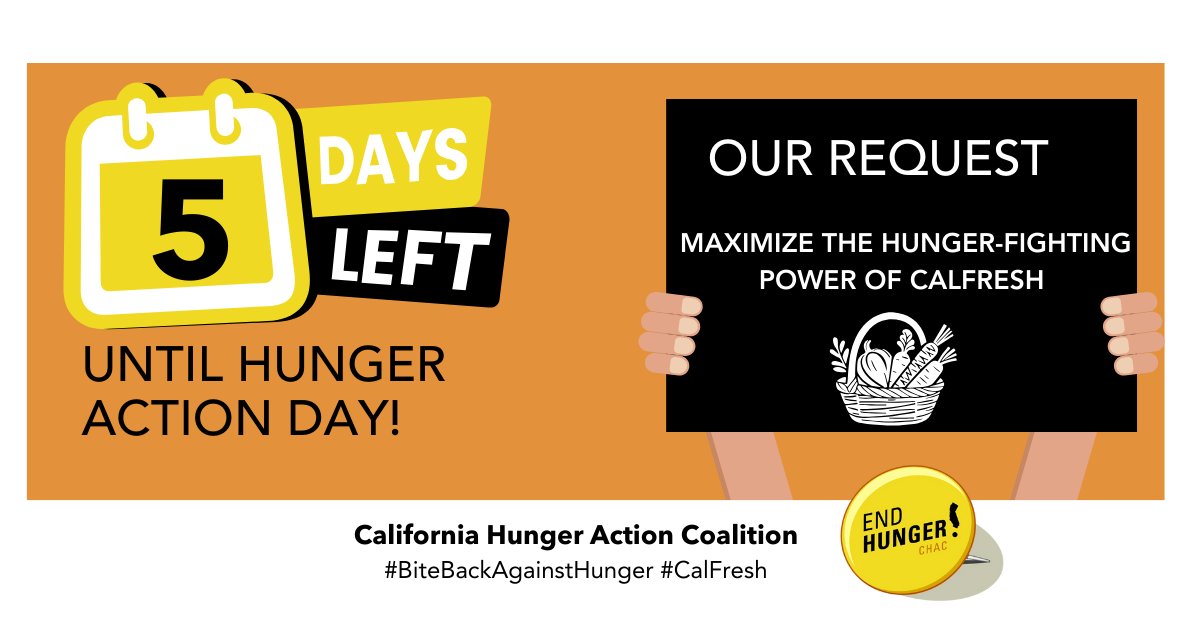👏#CalFresh Works!👏 We're only 5 days to #HungerActionDay and we're spreading the word that we must protect, strengthen, and expand equitable access to the nation's most effective anti-hunger program! #BiteBackAgainstHunger