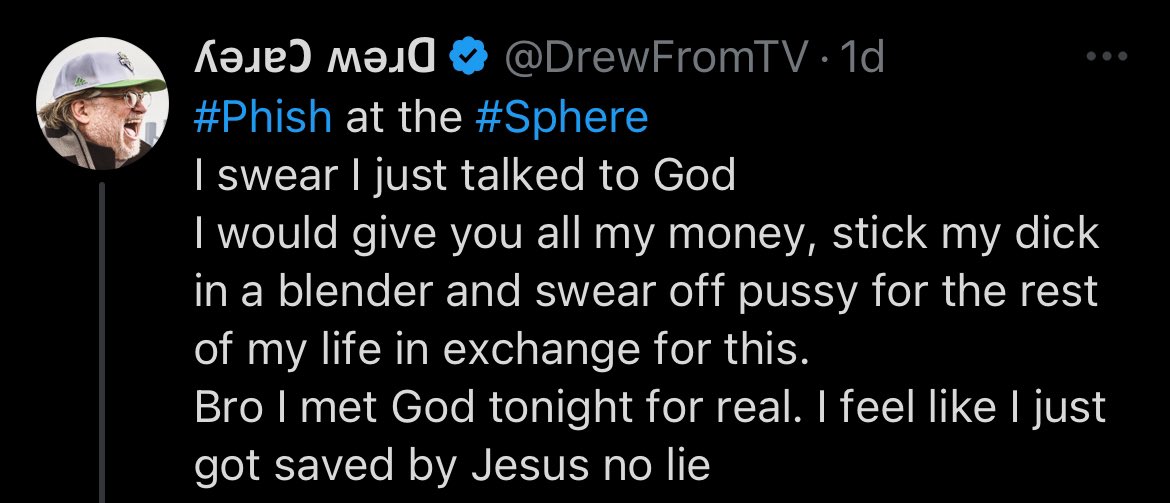 BatNarduzzi's tweet photo. @ShutdownFullcas instead of going to a Dead show sober, can we get Spencer some of what Drew Carey was on when he saw Phish? https://t.co/vLt4Z8b7le