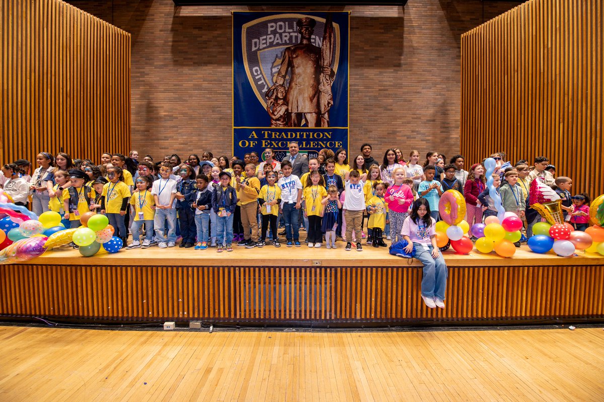 NYPDPC's tweet photo. The NYPD had a few little helpers in the office today. All these amazing children got to see what their parents do every day to keep millions of New Yorkers safe. 
 
Safe to say, “Bring Your Child to Work Day” was a success! https://t.co/sAIyljvo1z