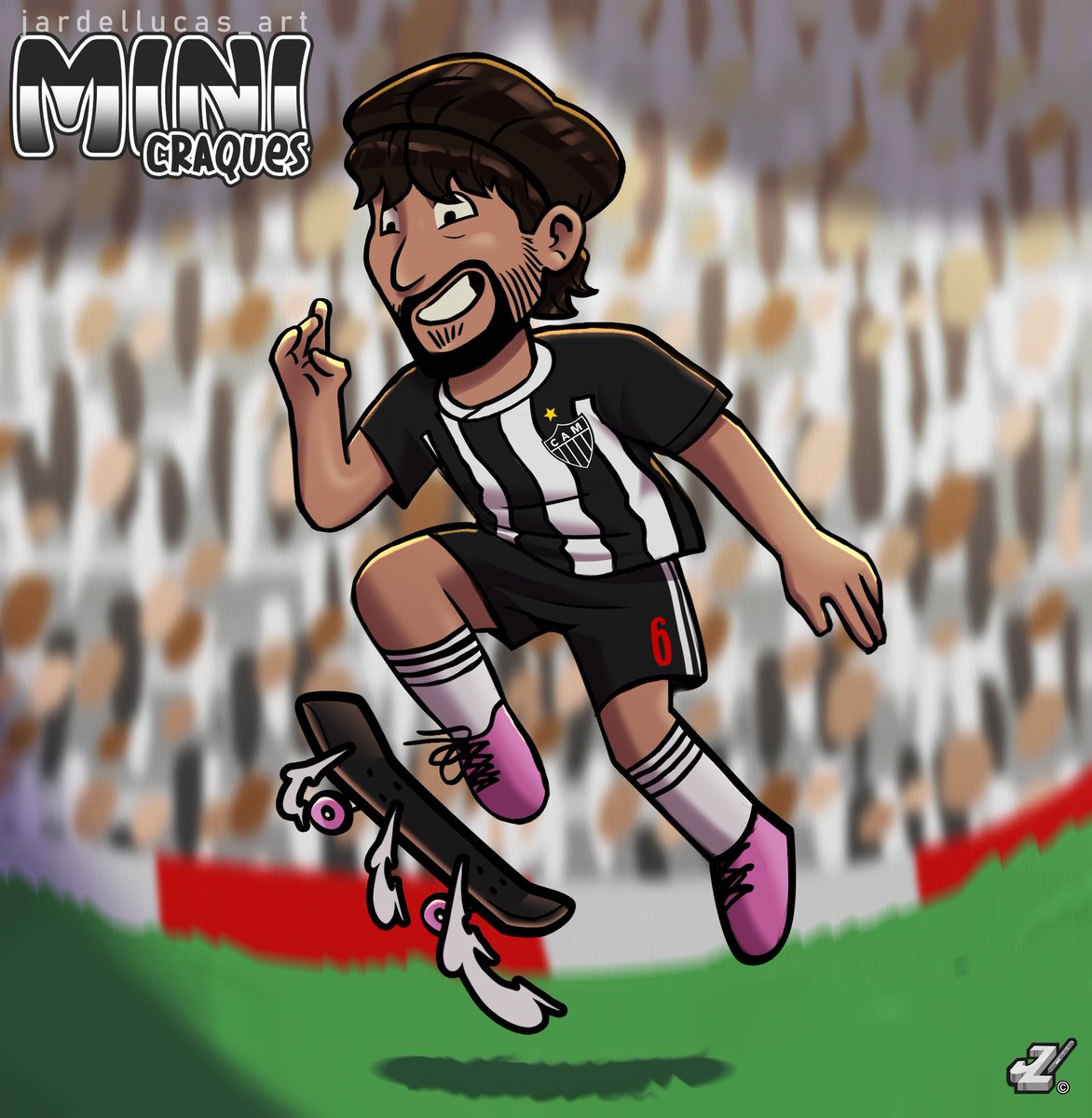 jardellucas_art's tweet photo. TEM ARTE NOVA DOS MINI CRAQUES! E o nome da vez é ele, Gustavo Scarpa! 🛹🐔✍🏽
Nessa série, ilustro jogadores do futebol Brasileiro num estilo diferente.
#MiniCraques #Galo #Brasileirão #Ilustração https://t.co/1NbzenBGY5