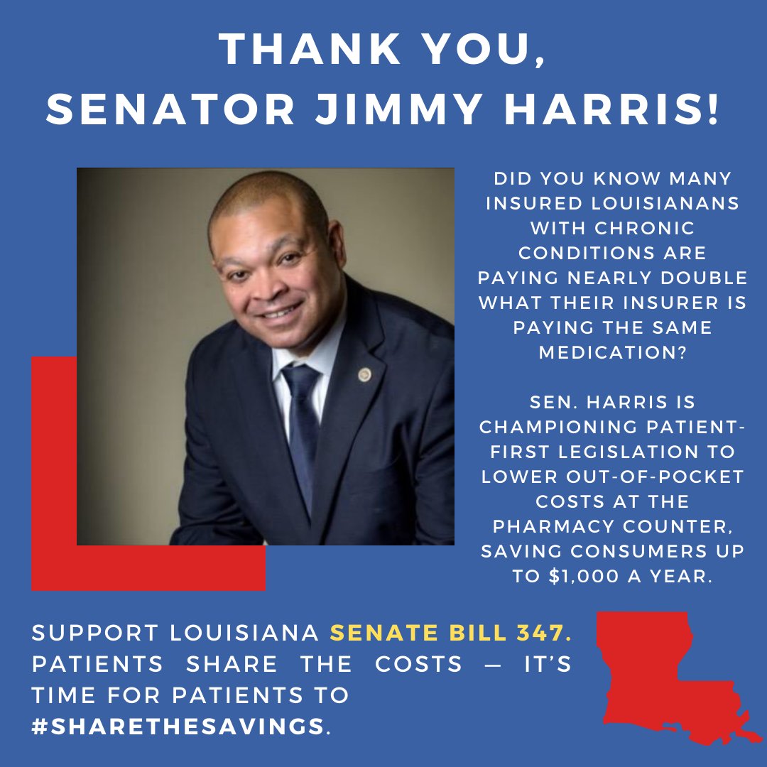 spondylitis's tweet photo. DYK: Patients with chronic conditions are paying nearly double what their insurer is paying for the same medication? Sen. @jimmy4nola is working to change that with #lalege #SB347, legislation that would lower out-of-pocket drug costs w/o raising insurance premiums. #spondylitis https://t.co/nWsc2ZQW4u