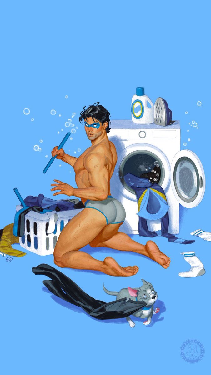 She-Hulk and Nightwing doing their laundry.

By David Talaski