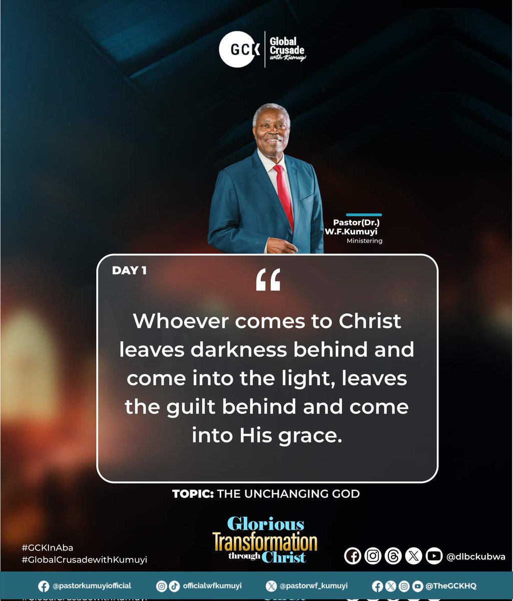 DAY 1 || GCK || GLORIOUS TRANSFORMATION THROUGH CHRIST

#GCK #GCKinAba  #GlobalCrusadewithKumuyi #DLConversations #PastorKumuyiSaid