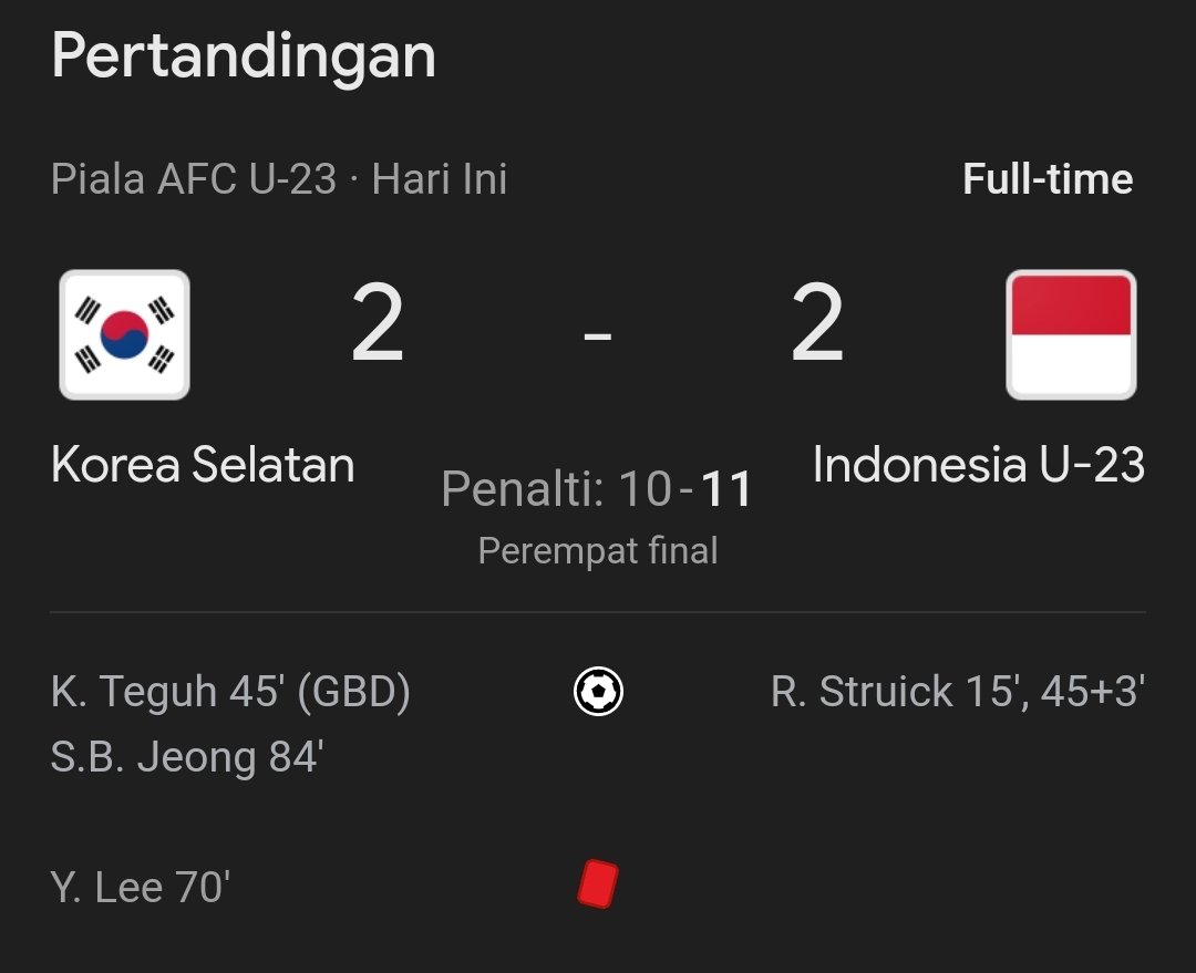 Timnas Indonesia tembus semifinal Piala Asia U23, usai kalahkan Korsel💪

#TimnasDay #TimnasIndonesia
