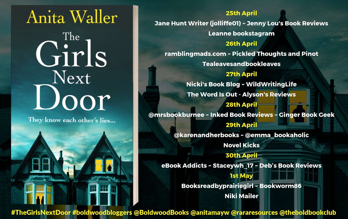 Today I am on the Blog Tour for The Girls Next Door by @anitamayw published by @BoldwoodBooks @rararesources A smashing story of friendship, love, family and fierce loyalty with some cracking twists!! Highly recommended!! 5 stars!! Full review on facebook.com/TheWordIsNowOut
