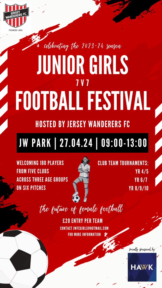 Very excited to be celebrating the 23/24 season on Saturday by welcoming five teams from across the Channel Islands to <a href="/JerseyWanderers/">Jersey Wanderers</a> Junior Girls Festival. Over 200 female players supported by lots of role modelling coaches and officials - football at its finest ⚽️👏🏼🤩