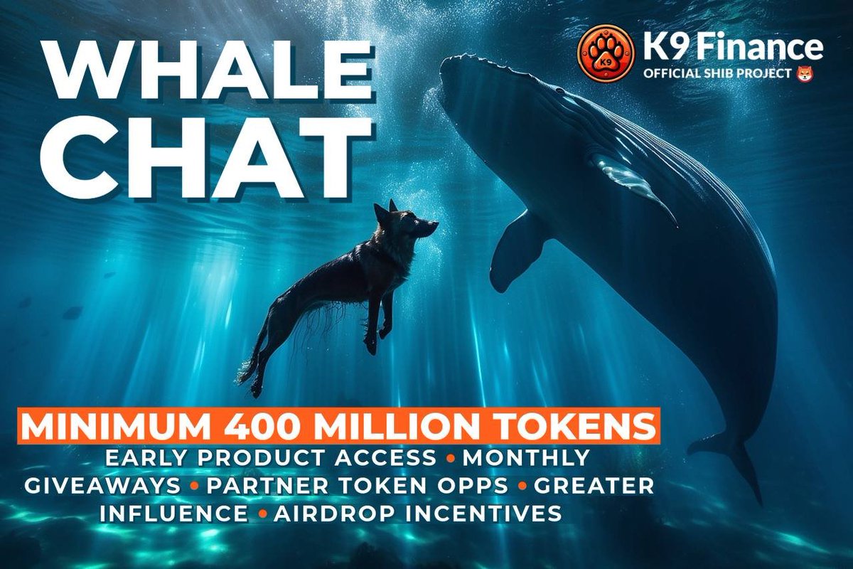 🐳 Introducing the K9 DAO Whale Program 🐳 We’re rewarding our most loyal DAO members for supporting the future of staking for @Shibtoken & @ShibariumNet with monthly perks for being in our whale pod 🐶 WOOF Requirement: hold 400m $KNINE Perks 🐳 Early Product Access 🐳…