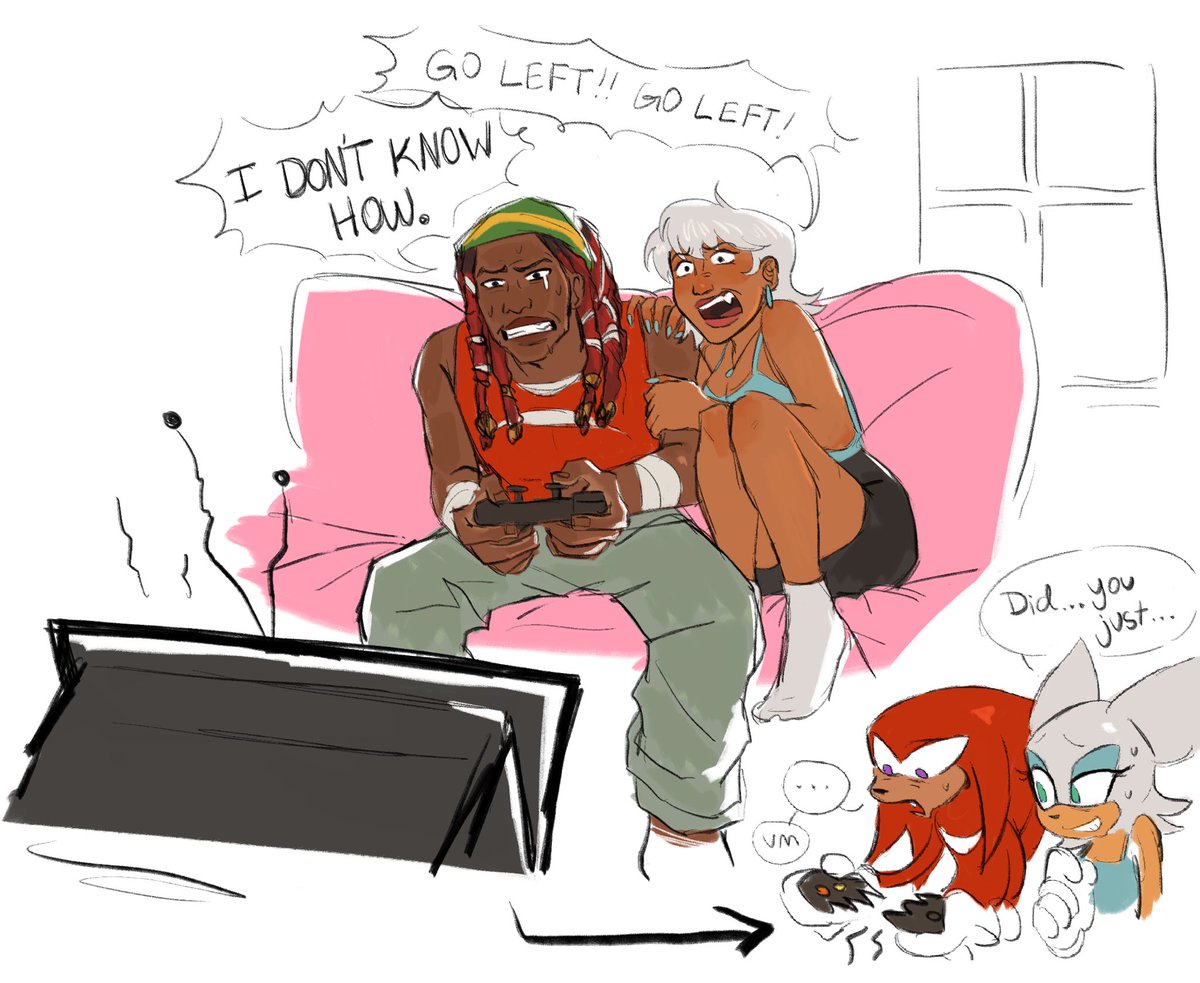 #Sonijinkaweek24 they are terrible at playing horror games #Knuxouge