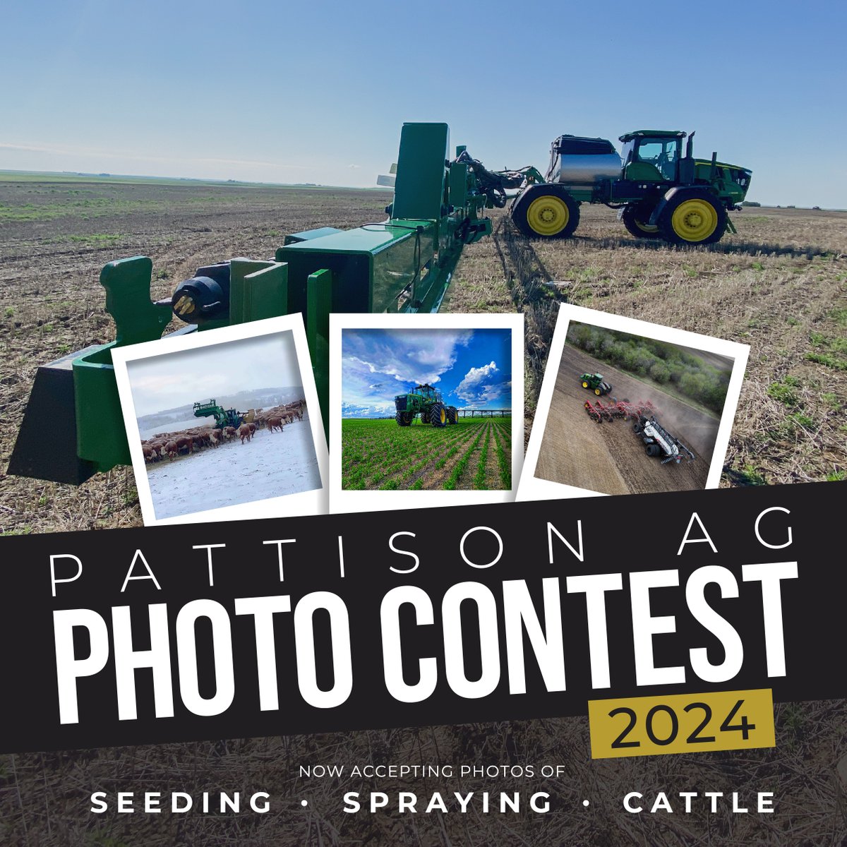 Calling all farmers, ranchers and agriculture enthusiasts! Submit your best seeding, spraying, or cattle photos featuring your John Deere Equipment for a chance to win! Contest closes June 20, 2024. Submit Here: ow.ly/UMsW50RbE5E #PattisonAg #PattisonAgPhotoContest24