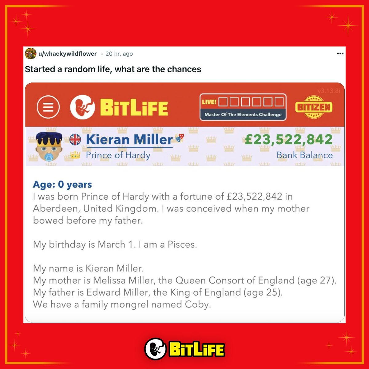 The luck of the draw, baby! Who's gotten a royal on a random life? 👑 #BitLife