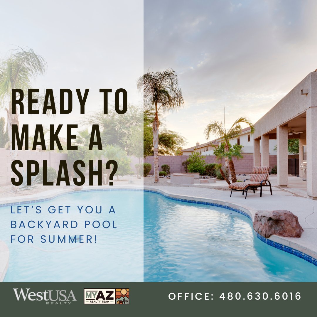 Make this the summer you get a #housewithapool! 🌊 🏊 ✨ Just imagine the #pool parties, backyard grilling, and refreshing stay-cations!

Give us a call or text at 480.630.6016, water you waiting for! 

#phoenixhomes #phoenixrealestate #realestate #WestUSARealty #MyAzRealtyTeam