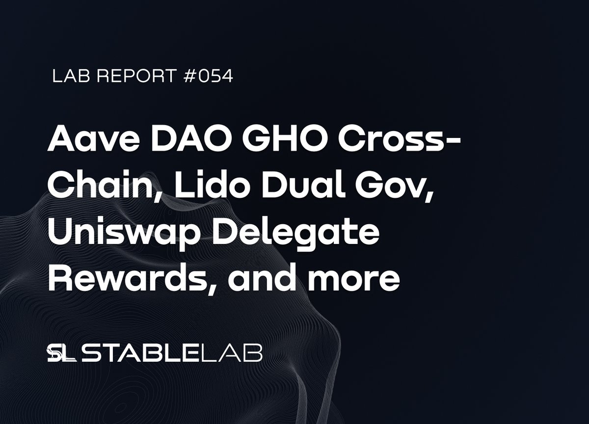 📰✨ Governance Lab Weekly Newsletter #054 Top Stories: 👻 @Aave DAO votes on @arbitrum as initial network for GHO cross-chain rollout 🏖️ @LidoFinance DAO passes proposal on Dual Governance implementation and design 🦄 @Uniswap DAO discusses rewarding delegates based on Working…