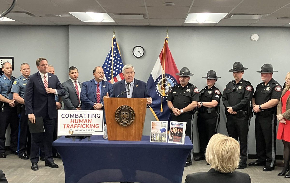 We appreciate @AGAndrewBailey for holding a press conference on the important issue of combatting human trafficking. The unfortunate reality is human trafficking is a real and serious problem in our state and nation, but we are fighting back in Missouri!