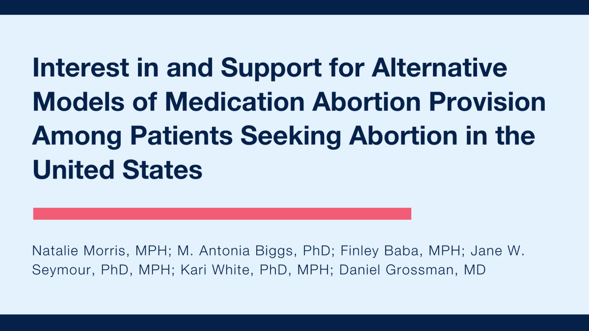New data shows abortion patients have high interest in and support for alternative models of medication abortion provision, like advance provision, OTC access, and online services. However, support varied across race and ethnicity. sciencedirect.com/science/articl…