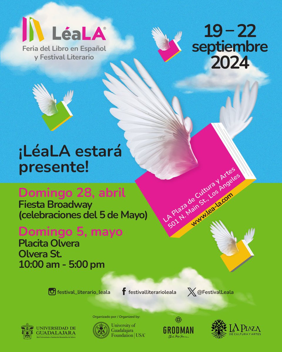 Estaremos este domingo 28 de abril en @fiestabroadwayla 📚 de 11:00 a 6:00 pm para celebrar juntos el 5 de mayo🇲🇽 Esperamos verlos ahí! #fiestabroadway #losangeles #festivallibro #librosenespañol #literatura