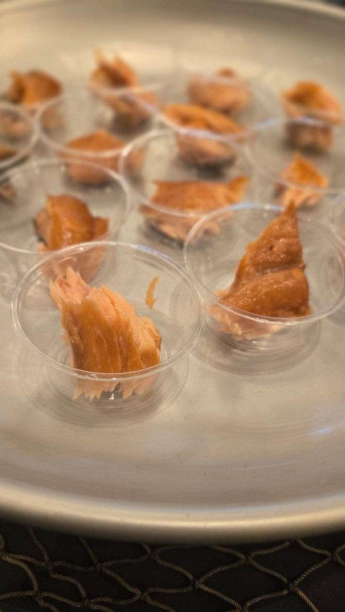 We're sampling delicious Klemtu Spirit smoked salmon at Day 2 of #IROC2024 in Nanaimo. Come visit us and have a bite!