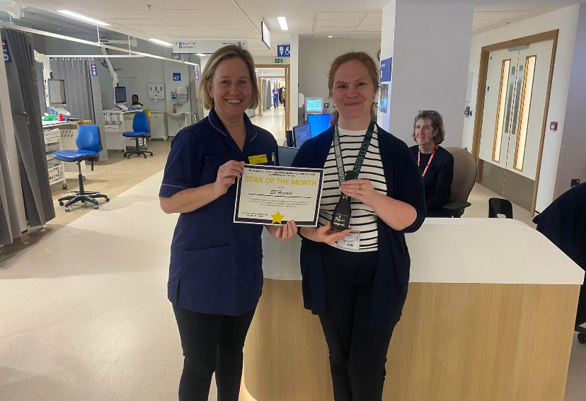 SJ one of our fabulous ward clerks winning star of the month! So well deserved! SJ works so hard and is so helpful! We are proud of her! Team ICU!