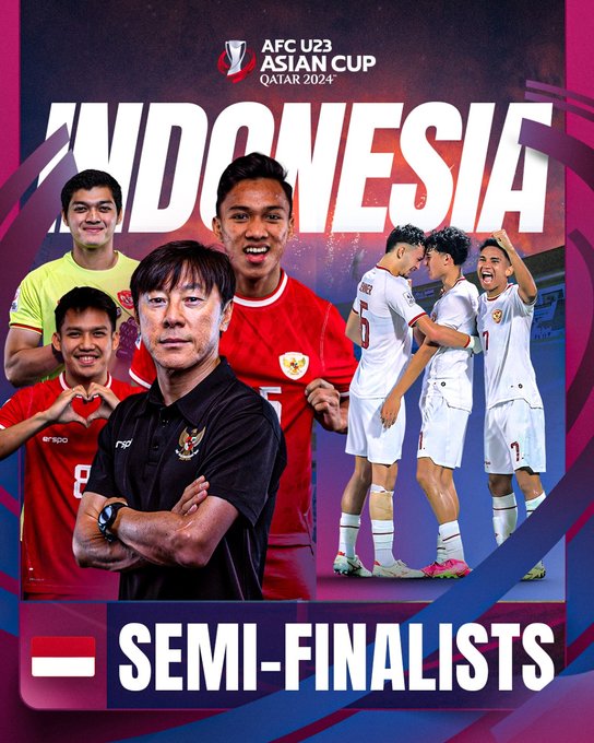 Timnas dipastikan masuk babak Semifinal Piala Asia (AFC) U-23 2024 (Sumber: AFC)