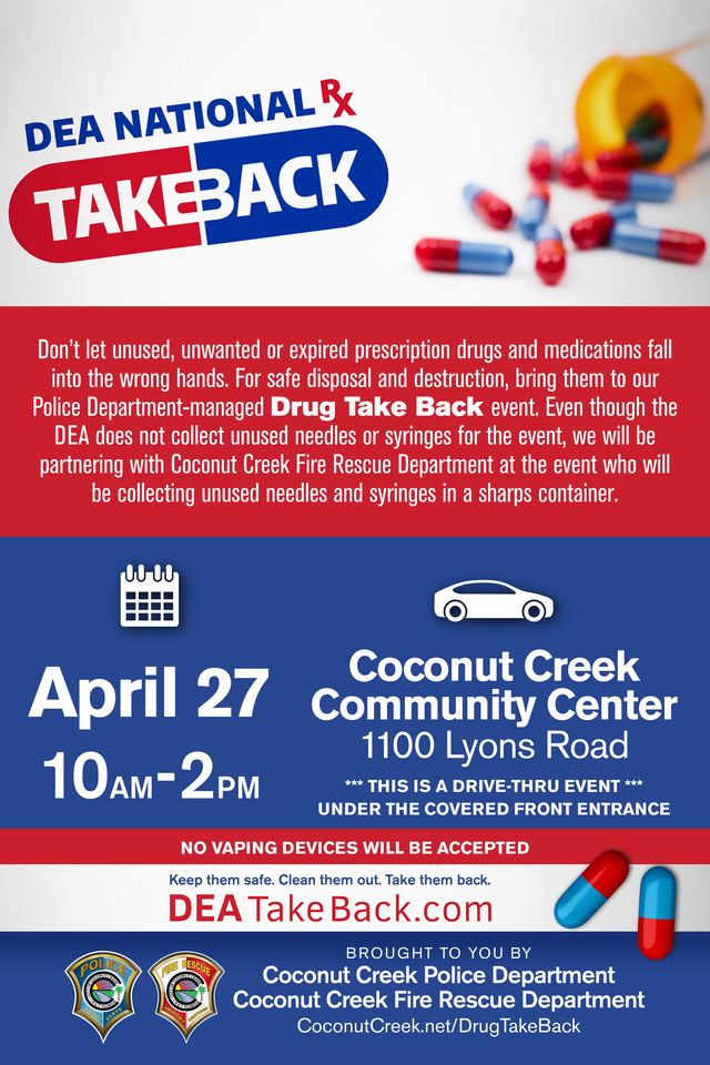 Keep your unwanted meds out of the wrong hands. Bring them to our #DrugTakeBack: