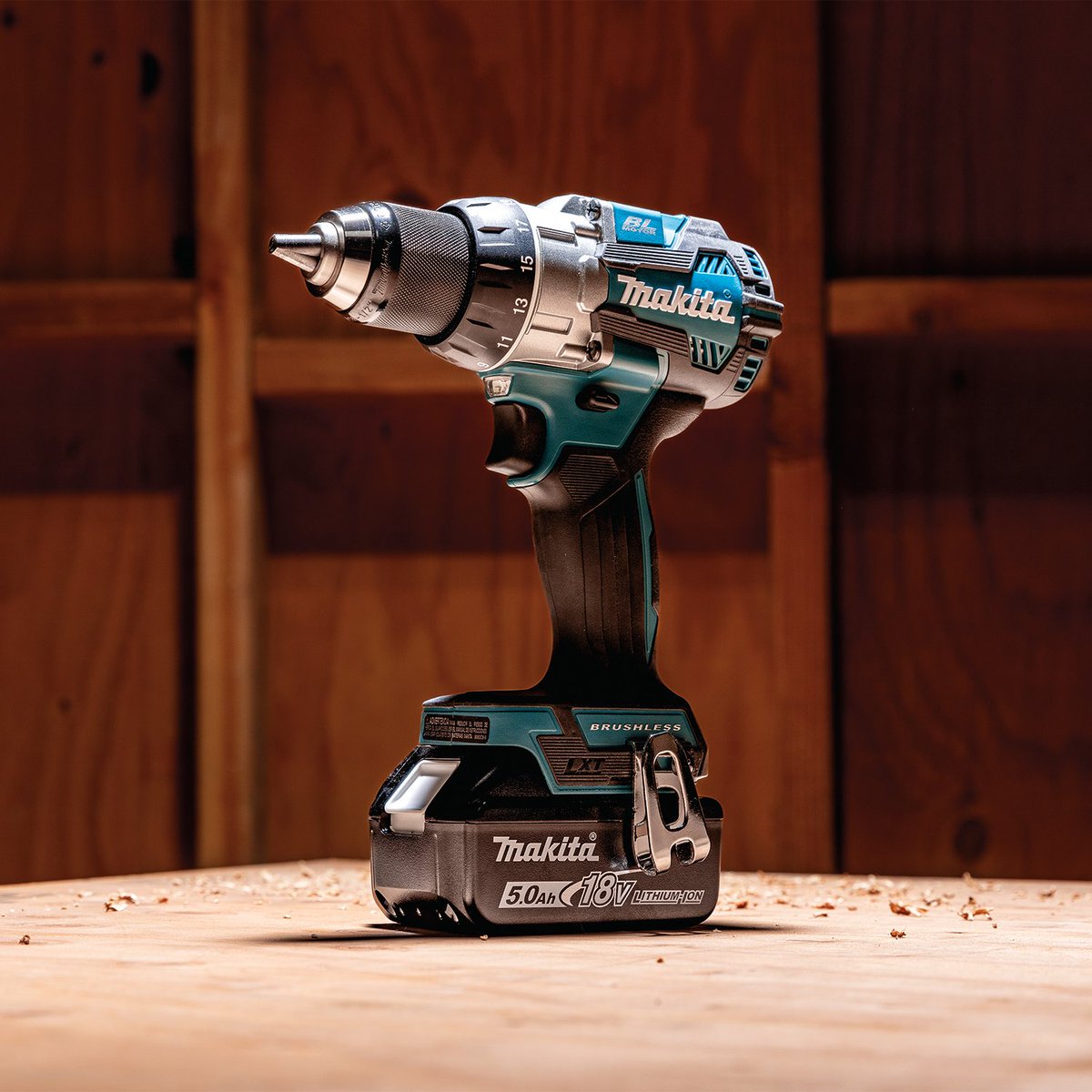 The 18V LXT® Brushless 1/2' Driver-Drill (XFD16) is a premium drilling and driving solution. It delivers 970 in.lbs. of Max Torque, has a 2-speed transmission (0-550 and 0-1,800 RPM) for a wide range of drilling and fastening applications. #makitausa #makitatools #makitakxt