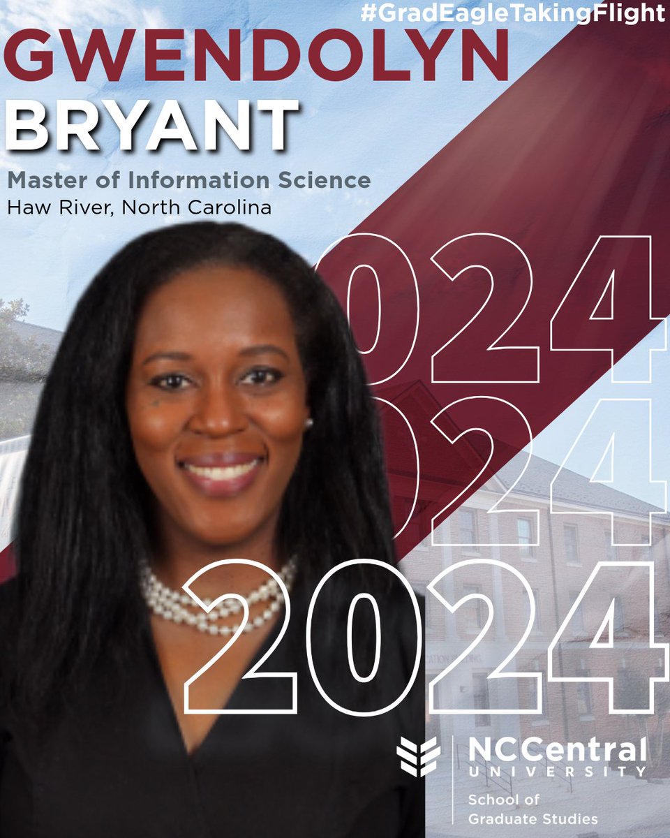 #GradEagleTakingFlight | Congrats to Gwendolyn Bryant as she completes her Master of Information Science degree from the NCCU Graduate School! Gwen, here's to walking across that stage and soaring into a future where you continue to shape the digital landscape!
🦅🎓
#NCCU