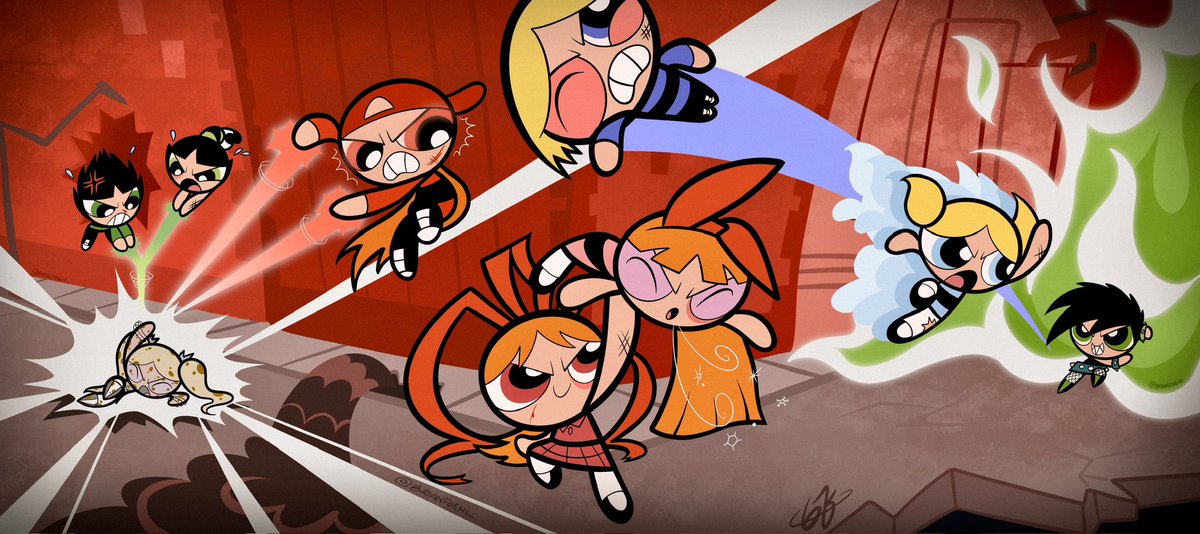 brianfoehl's tweet photo. #ThePowerpuffGirls &amp; #TheRowdyruffBoys VS  #ThePowerpunkGirls (an idea) 💥🔥

#PowerpuffGirls #RowdyruffBoys #PowerpunkGirls #PPG #RRB #PPKG #cartoon #versus #vs #battle #MultiVersus  #ocart #art #CartoonNetwork https://t.co/XAk2a9SnCk