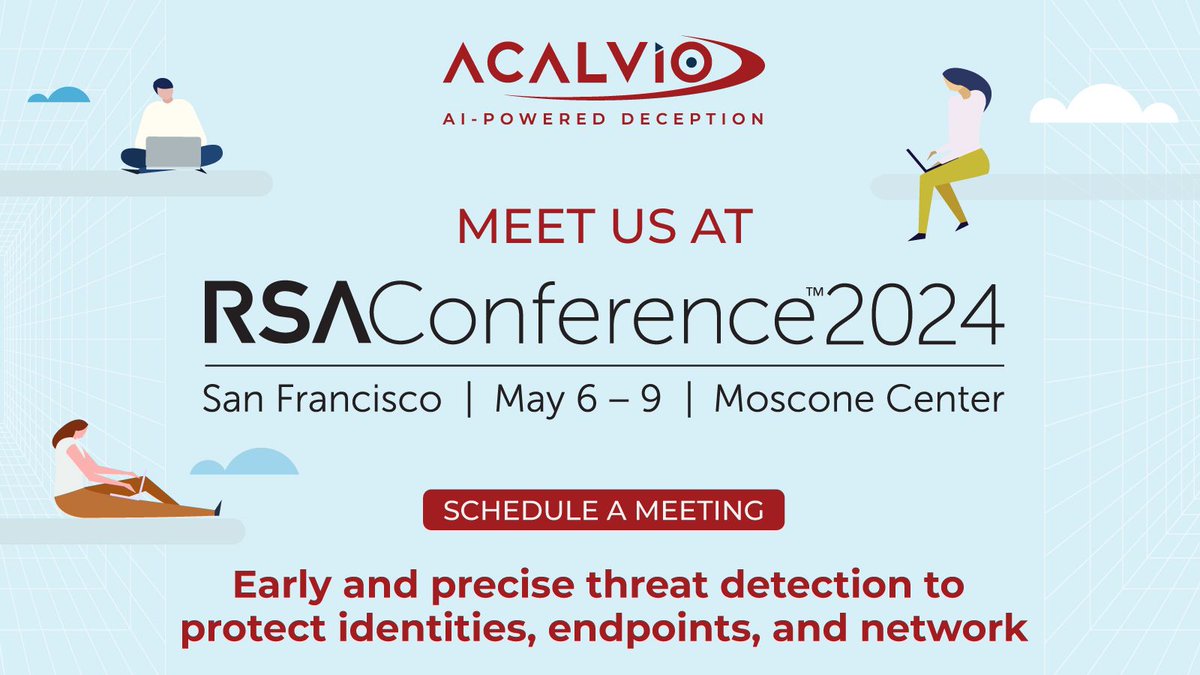 AcalvioTech's tweet image. Will you be at the RSA Conference 2024 at Moscone Center in San Francisco May 6-9? buff.ly/4bbkTAb

Our experts will be available to demo and discuss use cases of deception technology to protect identities, endpoint and network.

#CyberDeception #IdentityProtection