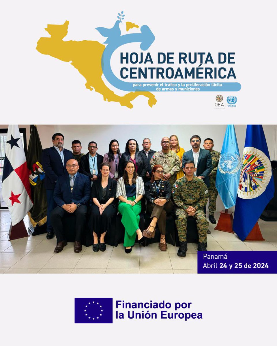 El programa #PACAM concluyó hoy sesiones de revisión con #Panamá de la Hoja de Ruta de Centroamérica para Prevenir el Tráfico y la Proliferación Ilícita de Armas y Municiones, en colaboración con @UNLIREC y @sg_sica y con financiación de @eu_eeas (1/4)