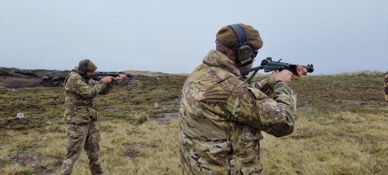 Falklands Island Defense Force Soldiers firing historic firearms, Jan 2022 🇫🇰