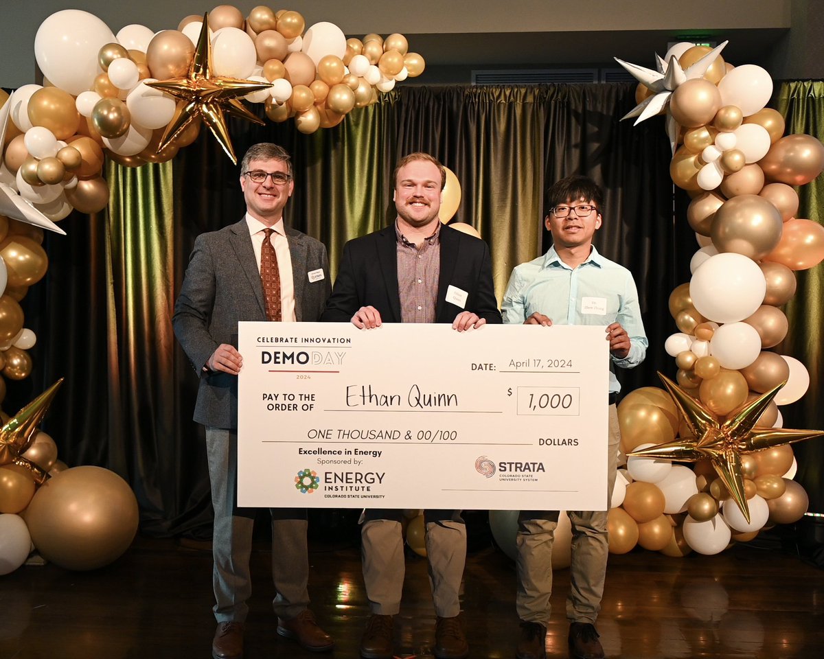 ethan quinn (@ethanquinnchem) on Twitter photo A huge thank you to the <a href="/CSUEnergy/">CSU Energy Institute</a> for this wonderful award and <a href="/CSU_STRATA_Tech/">CSU STRATA - Tech Transfer</a> for putting on an excellent Demo Day! A huge thank you to the <a href="/CSUEnergy/">CSU Energy Institute</a> for this wonderful award and <a href="/CSU_STRATA_Tech/">CSU STRATA - Tech Transfer</a> for putting on an excellent Demo Day!