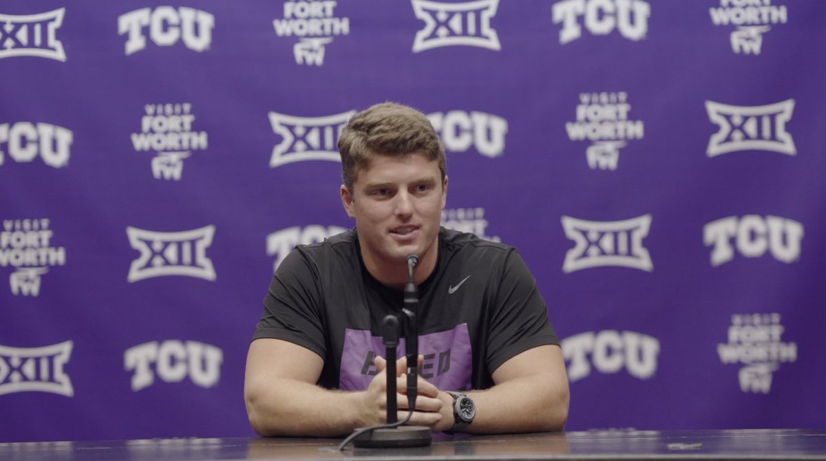 Appreciate TCU QB @HaussHejny and linebacker @Johnnyhodges44 for their time with media post-practice today!