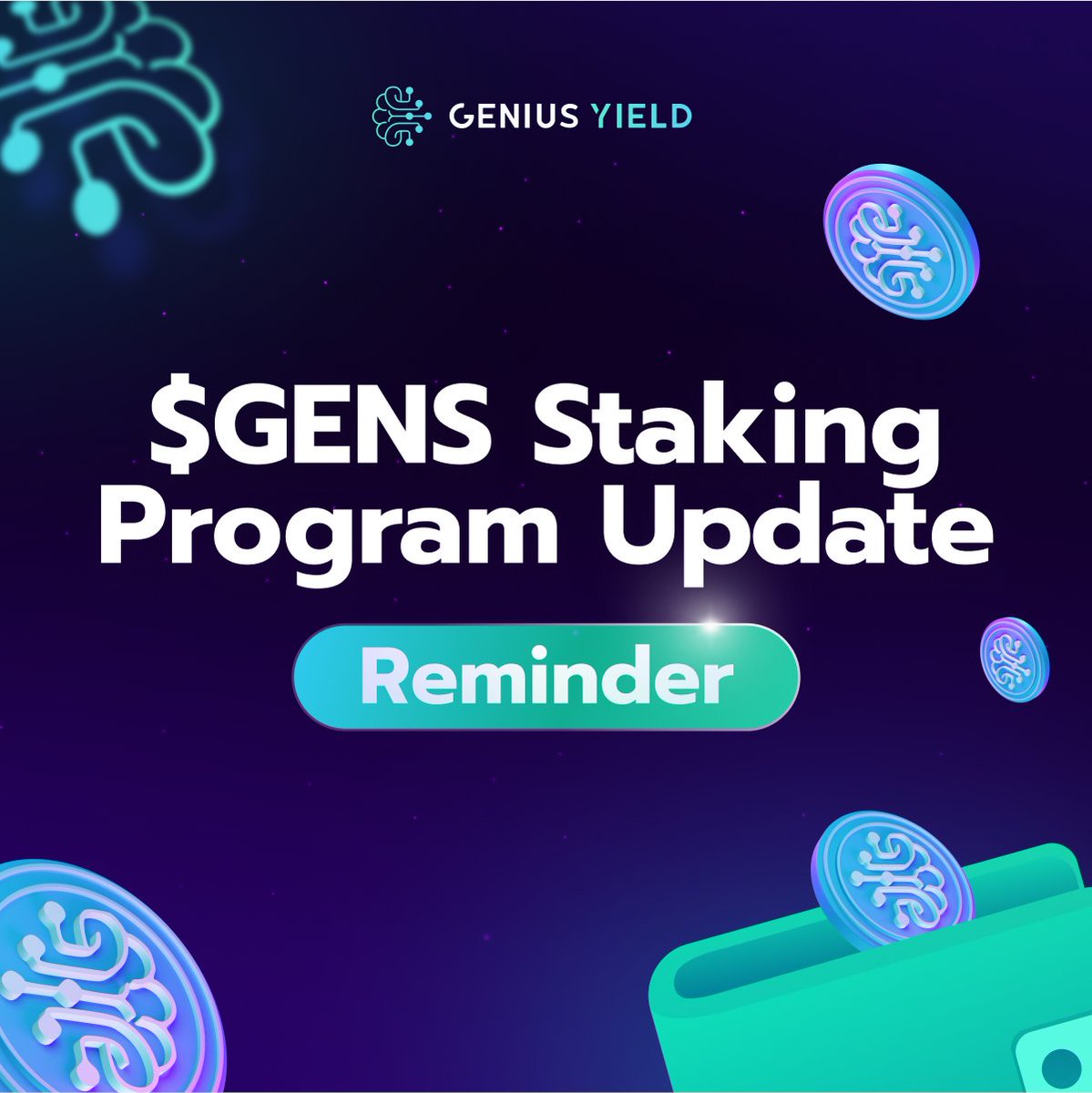 ⏰REMINDER! The $GENS #Staking Program is currently undergoing an upgrade! ☝🤓 Beware some dates have changed: ⌛ Fixed API on locked staking: The possibility to create a staking vault with fixed APY ends May 1st, 2024, 11:59 am UTC. If you want to stake $GENS with fixed APY,…