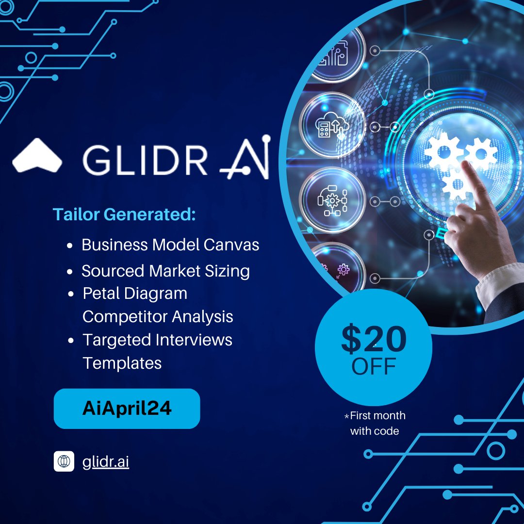 Tired of wasting time and resources on ineffective business models? GLIDR.ai is crafted to transform the way we approach lean startup entrepreneurship through powerful data-drive insights.

#GLIDRai #innovation #entrepreneur #leanstartup #customerdiscovery #ai