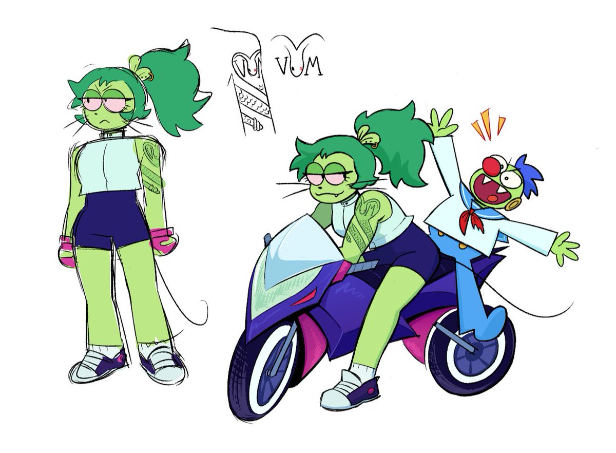 idk how to draw a motorcycle I just threw a bunch of shapes together until it looked cool enough #okkoletsbeheroes