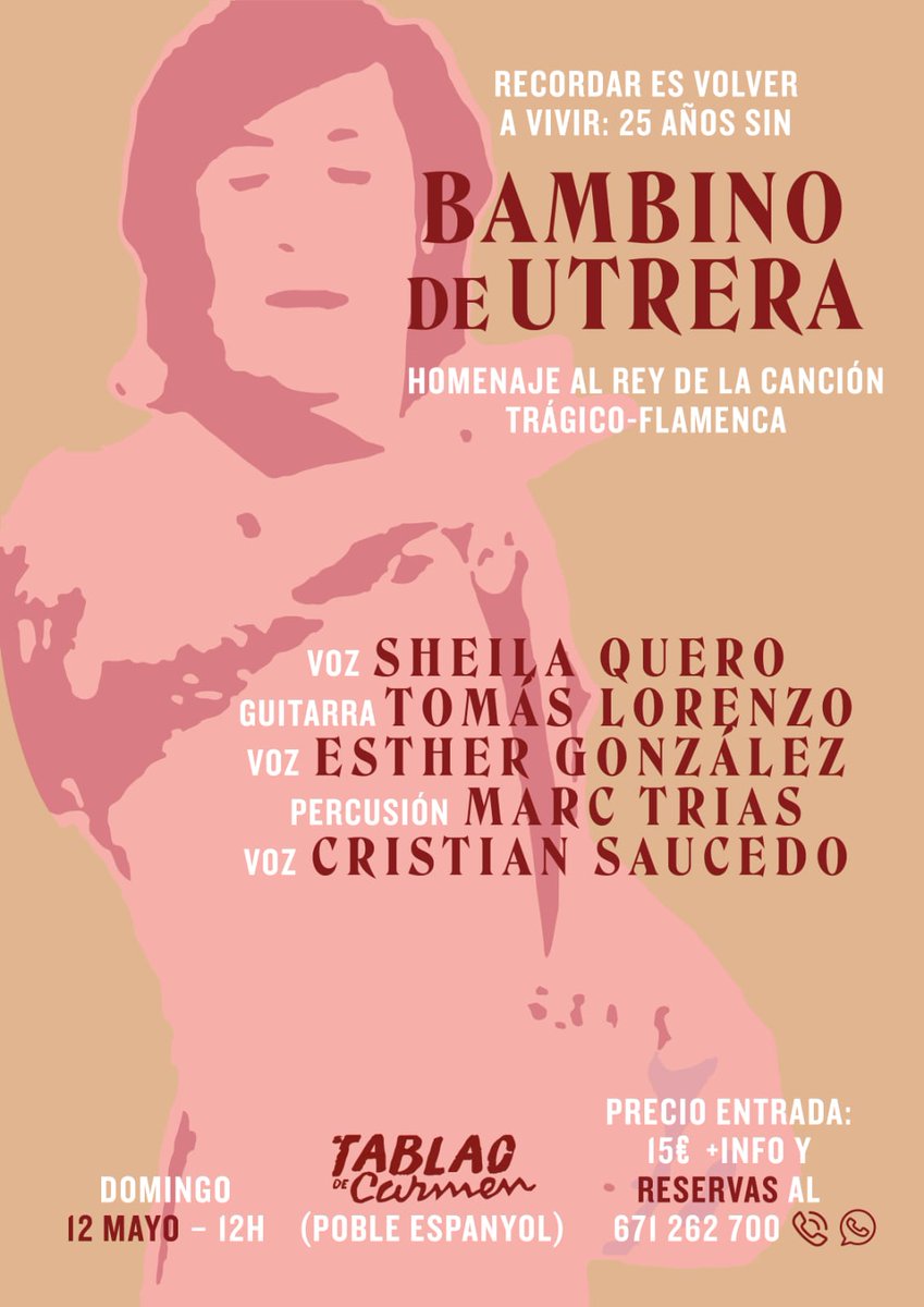 Nuestro amigo Cristian Saucedo regresa a Barcelona para recordar al gran Bambino junto a Sheila Quero, Tomás Lorenzo, Esther González y Marc Trías en el Tablao de Carmen. ❤️🔥 🎵