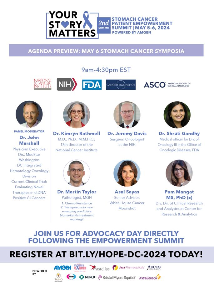 Excited to participate in the upcoming Hope For Stomach Cancer's Patient Empowerment Summit May 5-6 bringing together various stakeholders and members of the community to advance science and improve outcomes. Will be highlighting <a href="/ASCO/">ASCO</a> #TAPUR Study led by Study PI <a href="/rschilsky/">Richard Schilsky</a>
