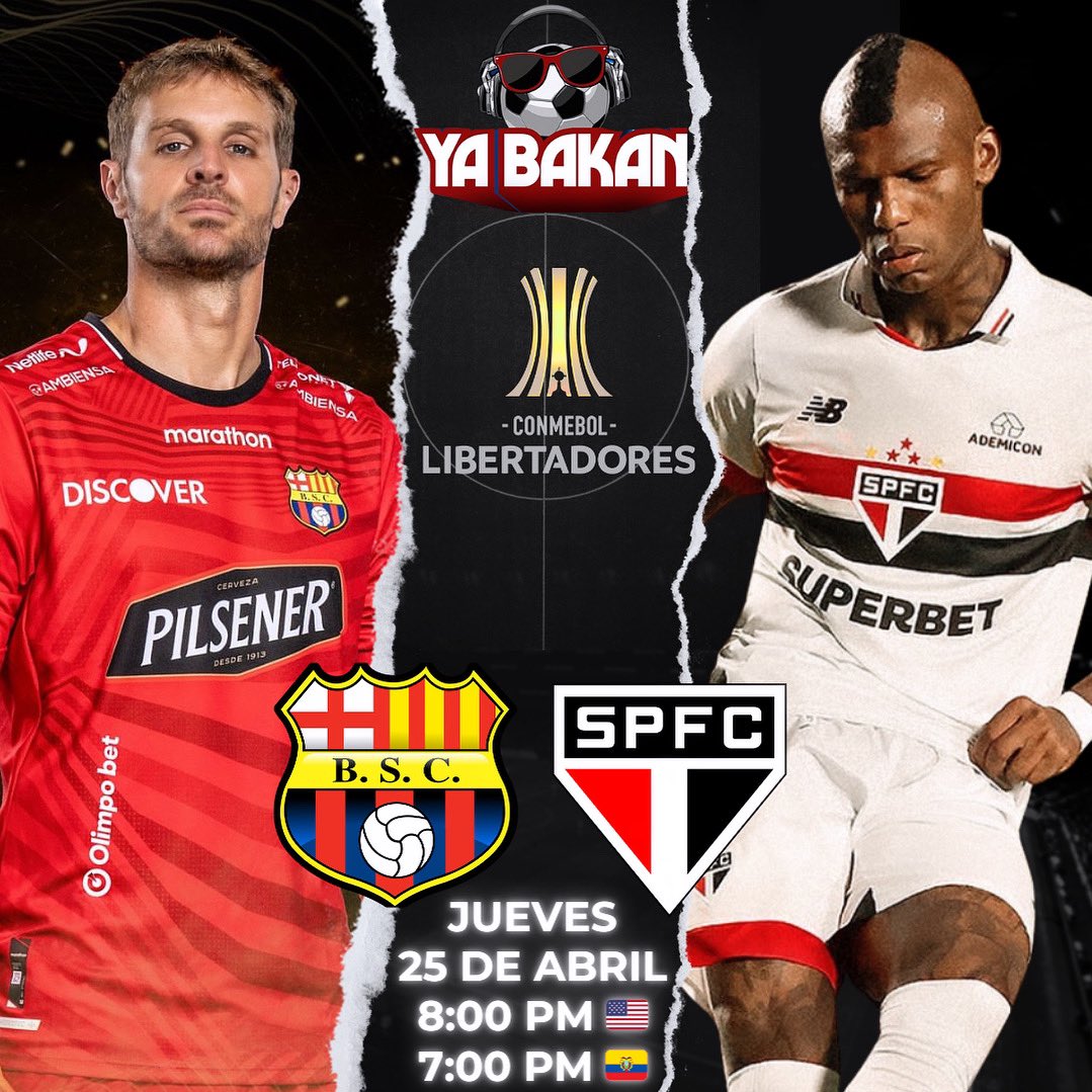 Yabakan_'s tweet photo. HOY‼️ Copa Libertadores🏆 Grupo B 🎯

Barcelona Sc 🇪🇨 🆚 Sao Paulo Fc 🇧🇷
🏟️ Estadio Monumental 🇪🇨
⌚️ 8:00 PM EST🇺🇸 (7:00 PM 🇪🇨) 

#copalibertadores #sudamerica #conmebol #fasedegrupos #ecuador #barcelona #barcelonasc #barcelonaecuador #idolo #saopaulo #saopaulofc #arboleda https://t.co/c8mGZSzXEX